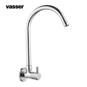 VASSER - Brass Sink Tap With Wall Flange, Stick